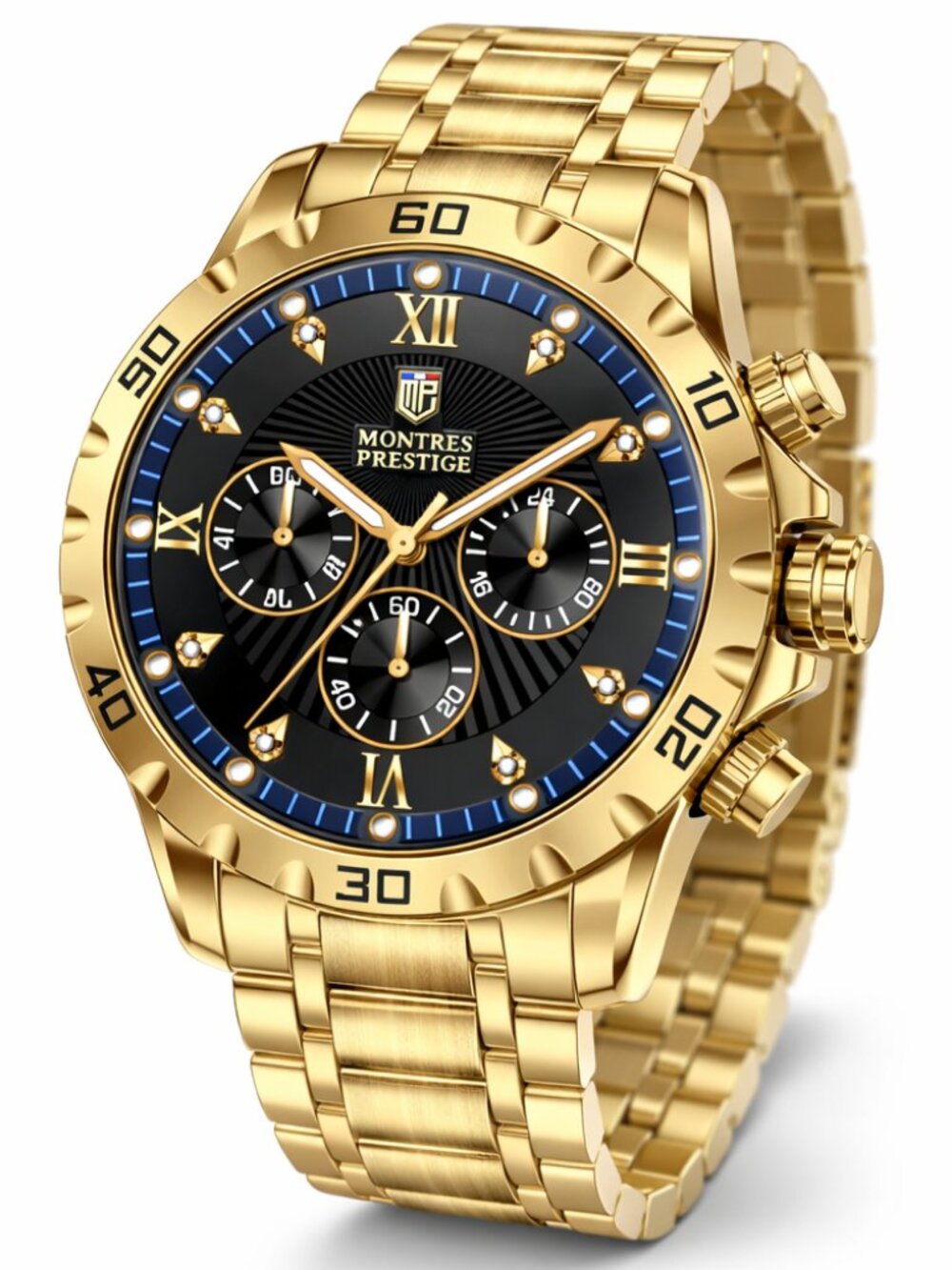 $179 Montres Prestige X Invicta Men's Gold Black 44MM Watch 0330 NIB